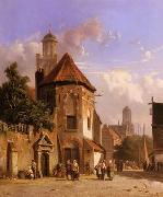 unknow artist, European city landscape, street landsacpe, construction, frontstore, building and architecture. 154